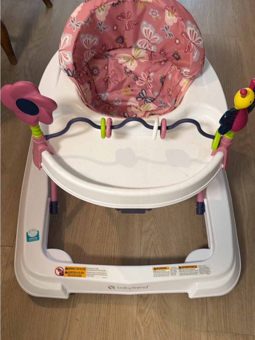 NWOT new without box Baby Trend Pink Butterfly Activity Walker with Toy Bar